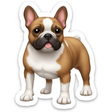 A black and brown French bulldog with fluffy fur  sticker