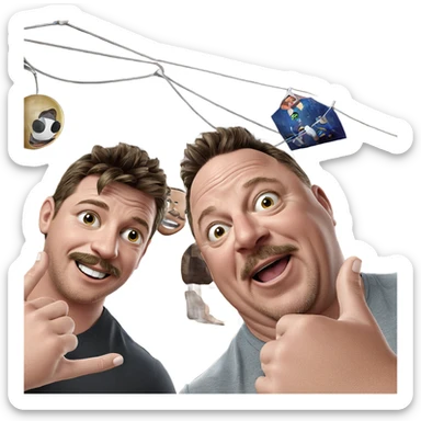 boys with smiles and mustaches sticker