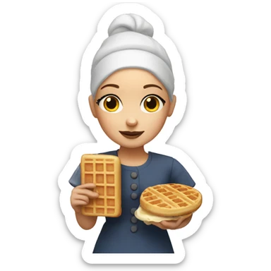 Bald girl holding a waffle sticker