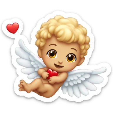 Baby Cupid flying with heart bow sticker