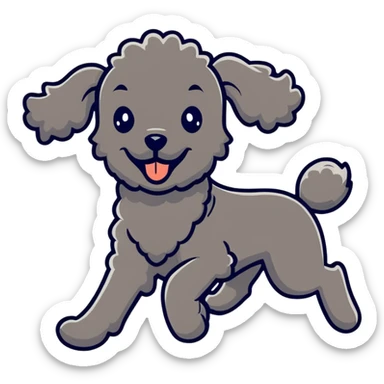 Running black poodle  sticker