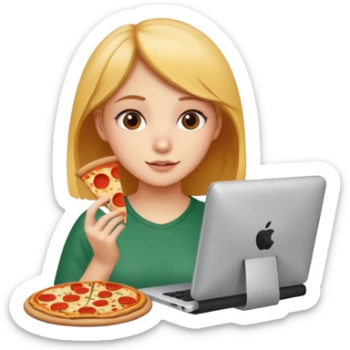 a girl looking in her computer and in the ocmputer you can see food so sho the computer screen sticker