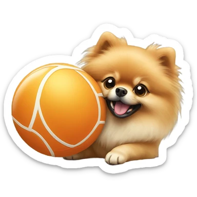 Pomeranian with ball sticker