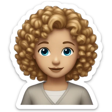 curly hair 7 year old girl blue eyes light brown hair sticker