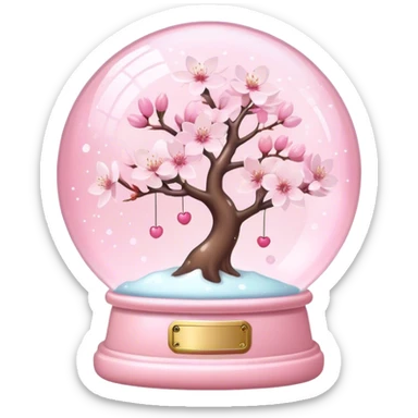 Pastel pink snow globe，Cherry blossom，dream sticker