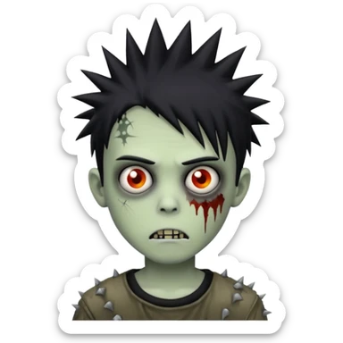 boy zombie with black spiky emo hair sticker