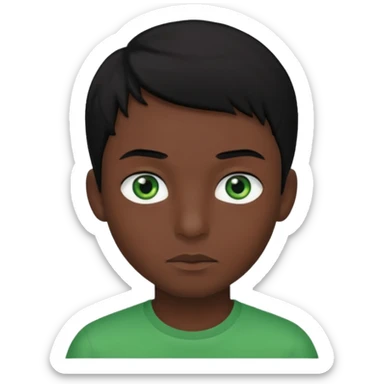 Boy is black hair.   Green eye.    Eyebrows black skin brunette sticker