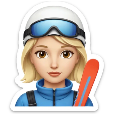 blonde female skiing sticker