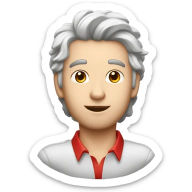 quiero una imagen de un chico con pelo blanco  con rojo con orejas de lobo sticker