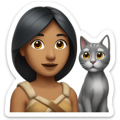 Pocahontas with a grey cat sticker