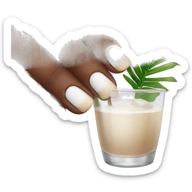 French tip nails hand holding coconut drink sticker