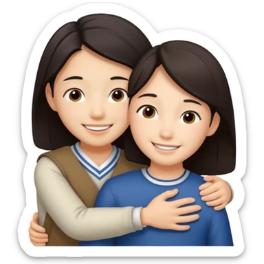 Asian girl hugging Jewish boy sticker