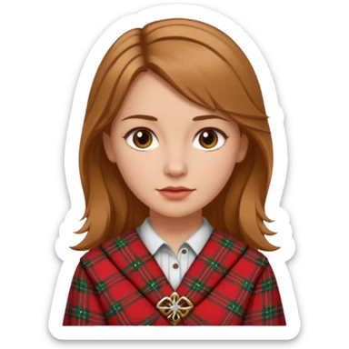 female with scottish red attire and dark blonde hair sticker