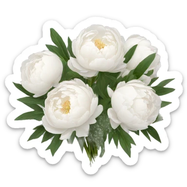 White peonies bouquet  sticker