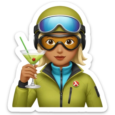 Skier martini sticker