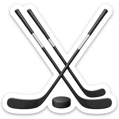 two hockey sticks crossing and a puck like the original apple hockey stick emoji sticker