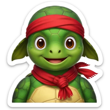 turtle wearing a red pirate scarf sticker