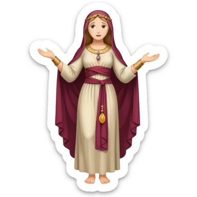 fullbody Mary Magdalene, buxom and fit figure, wearing ancient dress sticker