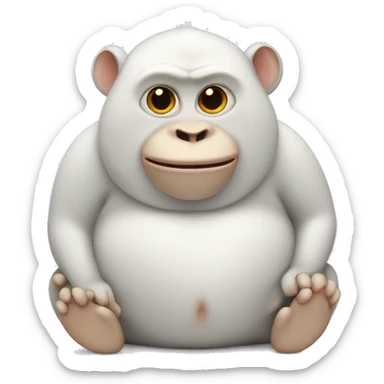 chubby white monkey with a belly sticker