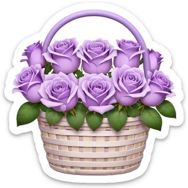 light purple roses and variant lilac flower in white basket sticker