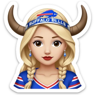 Blonde bride with buffalo bills jersey and head pieces  sticker