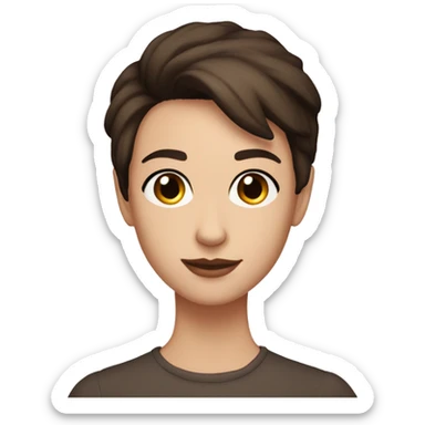 pale peach skinned dark brown short hair dark  brown eyes masc lesbian  sticker