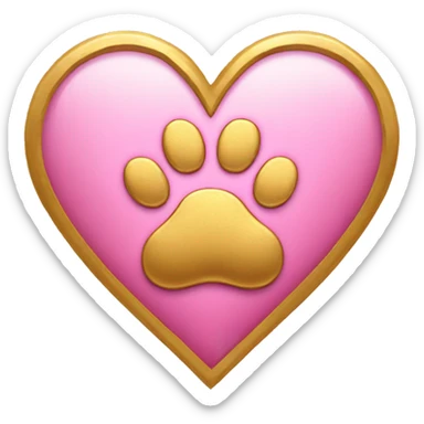 Gold heart with pink paw print  sticker