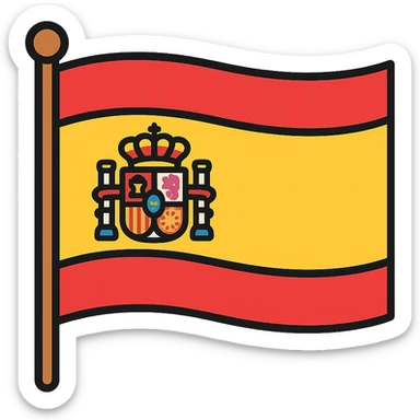 Spanish flag with red and yellow horizontal stripes and coat of arms sticker