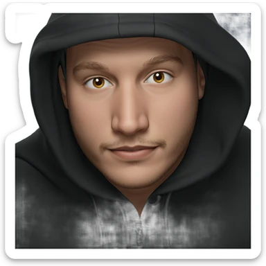 smiling boy in hooded portrait sticker
