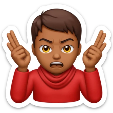 An emoji with their fingers wrapped around their neck and squeezing they looked mad sticker