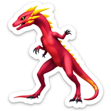 futuristic lush warm-colored neon-colored Fakémon-Trico-Salazzle-Salandit-creature (full body) sticker