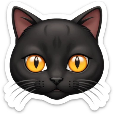 A black three-eyed cat with an eye in its forehead with a sad expression sticker