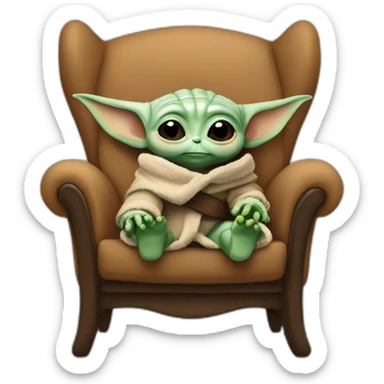 baby yoda on a armchair sticker