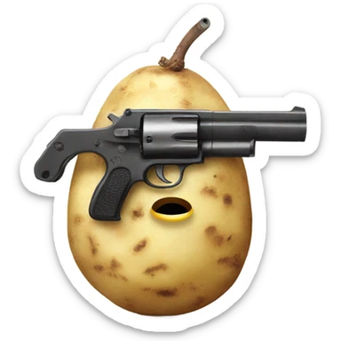 Potato with a gun sticker