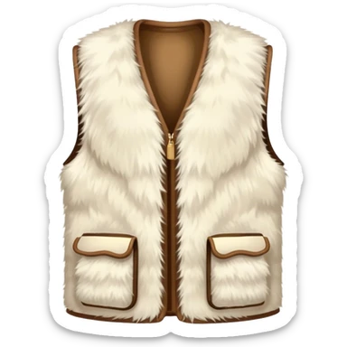 A plain, fluffy fur vest in near-white cream color without pockets sticker