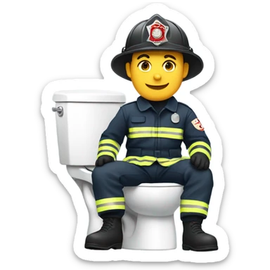 Fireman sitting on the toilet sticker