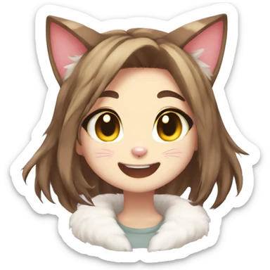 fursona heart eyes cat girl cute laughing anime sticker
