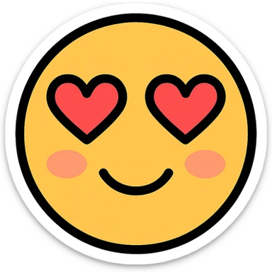 in love emoji, blushing with heart eyes, modern icon style sticker