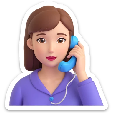 girl talking on phone bedroom background, close up pose sticker