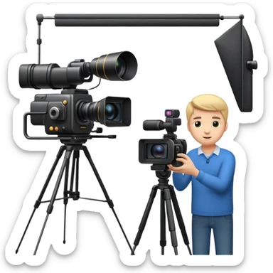 filming in studio with big camers and setup sticker