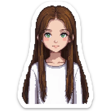 A girl with long, straight brown hair sticker