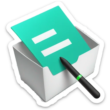 Turquoise and black emoji showing a Google form being filled sticker