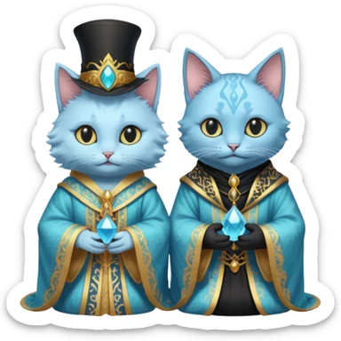 Leviathan magician couple and their pet cat sticker