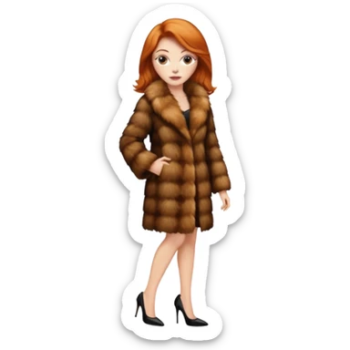 a ginger cat in fur coat and high heels sticker