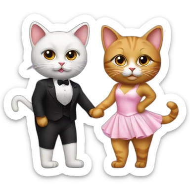 two cats dressed in costumes from the movie dirty dancing sticker