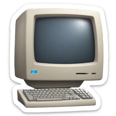 a old computer with the windows logo infront of the screen sticker