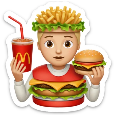 A ultra yummy Big Mac add a person eating it sticker