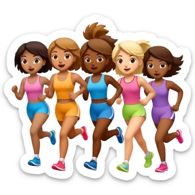 Girl running with friends  sticker