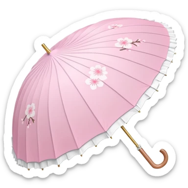A beautiful pretty cute pastel pink and white umbrella-parasol with sakura patterns and white frills sticker