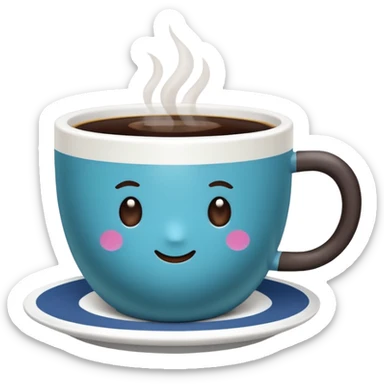 Slow brew coffee with blueberry design in a turkis white cup sticker